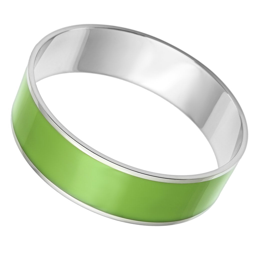 TK787 - High polished (no plating) Stainless Steel Bangle with Epoxy  in Emerald