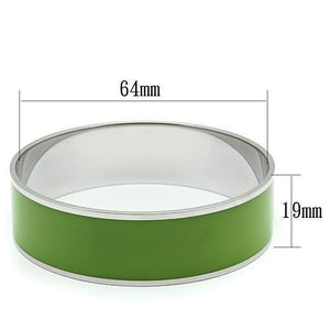 TK787 - High polished (no plating) Stainless Steel Bangle with Epoxy  in Emerald