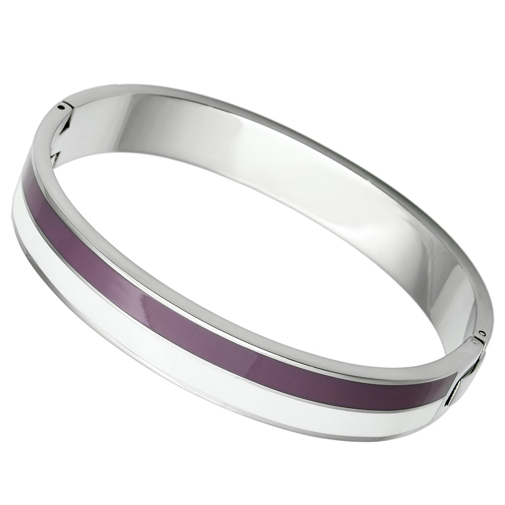 TK790 - High polished (no plating) Stainless Steel Bangle with Epoxy  in Multi Color