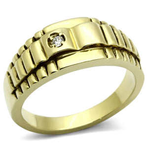 TK794 - IP Gold(Ion Plating) Stainless Steel Ring with AAA Grade CZ  in Clear