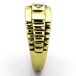 TK794 - IP Gold(Ion Plating) Stainless Steel Ring with AAA Grade CZ  in Clear