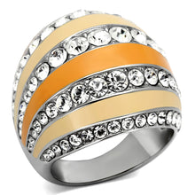 Load image into Gallery viewer, TK798 - High polished (no plating) Stainless Steel Ring with Top Grade Crystal  in Clear