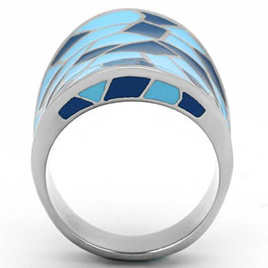 TK799 - High polished (no plating) Stainless Steel Ring with Epoxy  in Multi Color