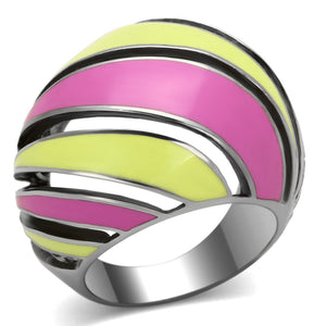 TK803 - High polished (no plating) Stainless Steel Ring with Epoxy  in Multi Color