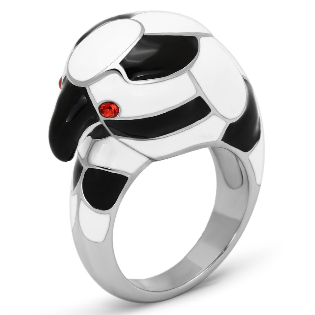TK806 - High polished (no plating) Stainless Steel Ring with Top Grade Crystal  in Orange