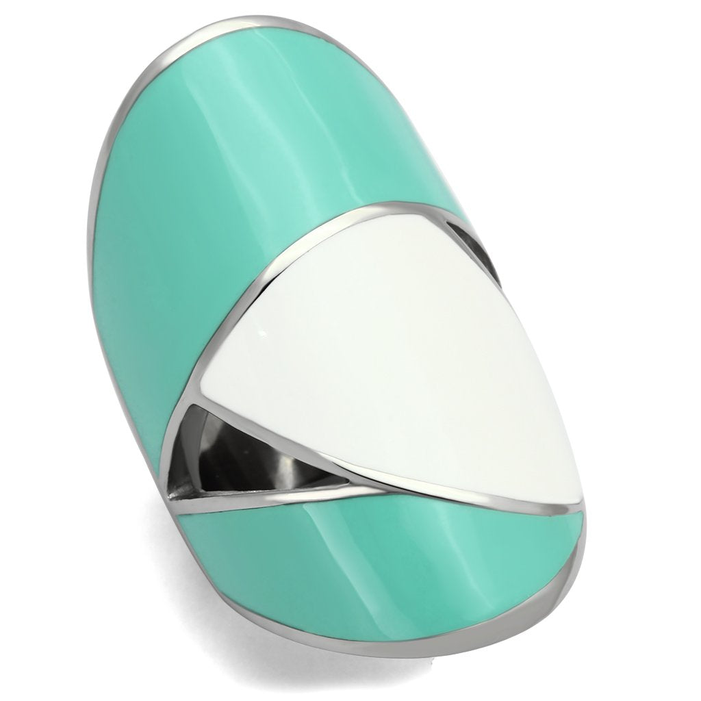 TK808 - High polished (no plating) Stainless Steel Ring with Epoxy  in Multi Color