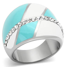 Load image into Gallery viewer, TK812 - High polished (no plating) Stainless Steel Ring with Top Grade Crystal  in Clear