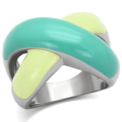 TK813 - High polished (no plating) Stainless Steel Ring with Epoxy  in Multi Color
