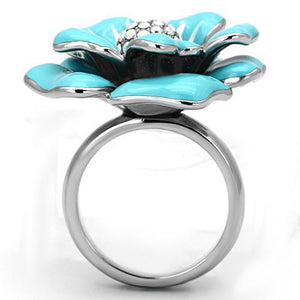 TK817 - High polished (no plating) Stainless Steel Ring with Top Grade Crystal  in Aurora Borealis (Rainbow Effect)