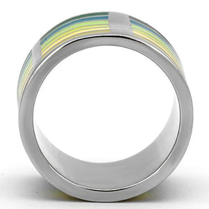 TK819 - High polished (no plating) Stainless Steel Ring with Epoxy  in Multi Color