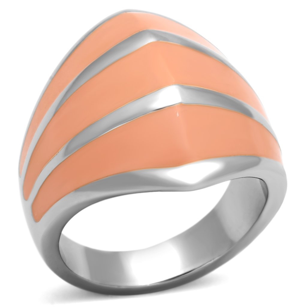TK822 - High polished (no plating) Stainless Steel Ring with Epoxy  in Orange
