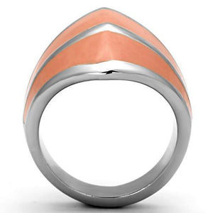 TK822 - High polished (no plating) Stainless Steel Ring with Epoxy  in Orange