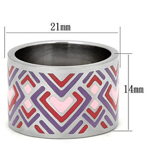 TK823 - High polished (no plating) Stainless Steel Ring with Epoxy  in Multi Color
