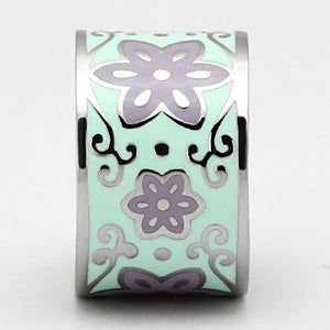 TK824 - High polished (no plating) Stainless Steel Ring with Epoxy  in Multi Color