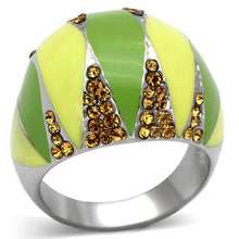 Load image into Gallery viewer, TK831 - High polished (no plating) Stainless Steel Ring with Top Grade Crystal  in Topaz