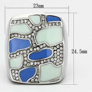 TK832 - High polished (no plating) Stainless Steel Ring with Top Grade Crystal  in Clear