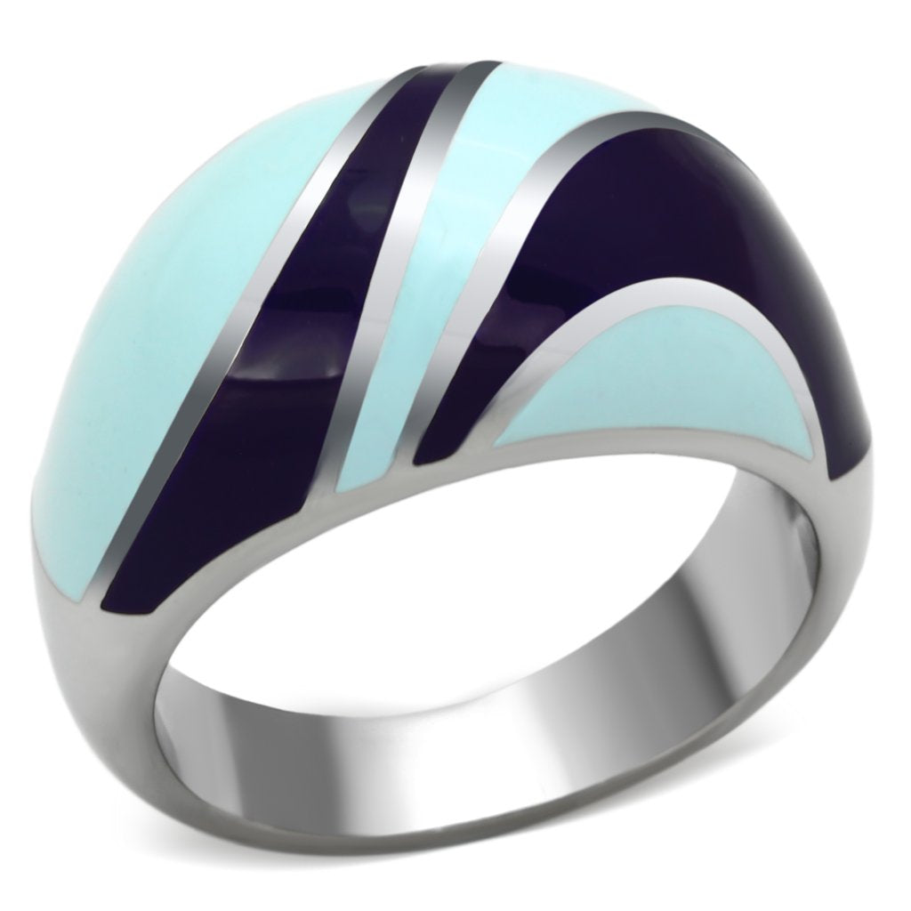 TK835 - High polished (no plating) Stainless Steel Ring with Epoxy  in Multi Color