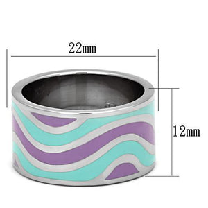 TK840 - High polished (no plating) Stainless Steel Ring with Epoxy  in Multi Color