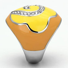 Load image into Gallery viewer, TK846 - High polished (no plating) Stainless Steel Ring with Top Grade Crystal  in Clear