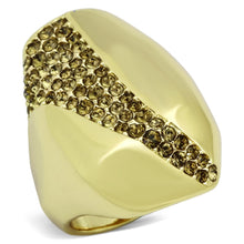 Load image into Gallery viewer, TK854 - IP Gold(Ion Plating) Stainless Steel Ring with Top Grade Crystal  in Smoked Quartz