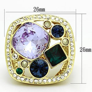 TK855 - IP Gold(Ion Plating) Stainless Steel Ring with Top Grade Crystal  in Multi Color