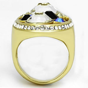 TK857 - IP Gold(Ion Plating) Stainless Steel Ring with Top Grade Crystal  in Multi Color