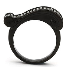 Load image into Gallery viewer, TK862 - IP Black(Ion Plating) Stainless Steel Ring with Top Grade Crystal  in Black Diamond