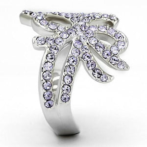 TK869 - High polished (no plating) Stainless Steel Ring with Top Grade Crystal  in Light Sapphire
