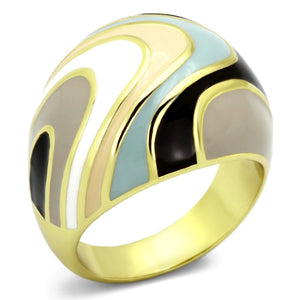 TK870 - IP Gold(Ion Plating) Stainless Steel Ring with Epoxy  in Multi Color
