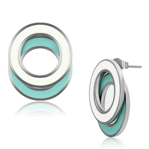 TK893 - High polished (no plating) Stainless Steel Earrings with Epoxy  in Multi Color