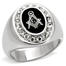 Load image into Gallery viewer, TK8X023 - High polished (no plating) Stainless Steel Ring with Top Grade Crystal  in Clear