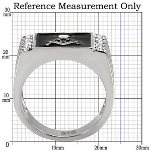 TK8X030 - High polished (no plating) Stainless Steel Ring with AAA Grade CZ  in Clear