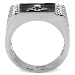 TK8X030 - High polished (no plating) Stainless Steel Ring with AAA Grade CZ  in Clear