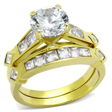 Load image into Gallery viewer, TK8X040 - IP Gold(Ion Plating) Stainless Steel Ring with AAA Grade CZ  in Clear