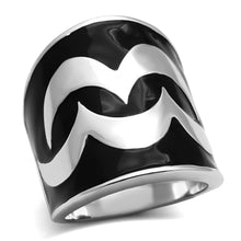 Load image into Gallery viewer, TK926 - High polished (no plating) Stainless Steel Ring with Epoxy  in Jet