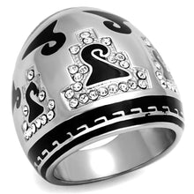 Load image into Gallery viewer, TK928 - High polished (no plating) Stainless Steel Ring with Top Grade Crystal  in Clear