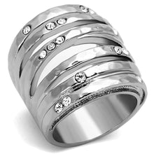 Load image into Gallery viewer, TK937 - High polished (no plating) Stainless Steel Ring with Top Grade Crystal  in Clear