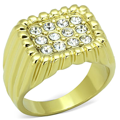TK940G - IP Gold(Ion Plating) Stainless Steel Ring with Top Grade Crystal  in Clear