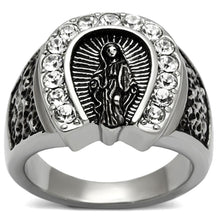 Load image into Gallery viewer, TK942 - High polished (no plating) Stainless Steel Ring with Top Grade Crystal  in Clear