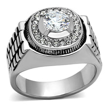 Load image into Gallery viewer, TK948 - High polished (no plating) Stainless Steel Ring with AAA Grade CZ  in Clear
