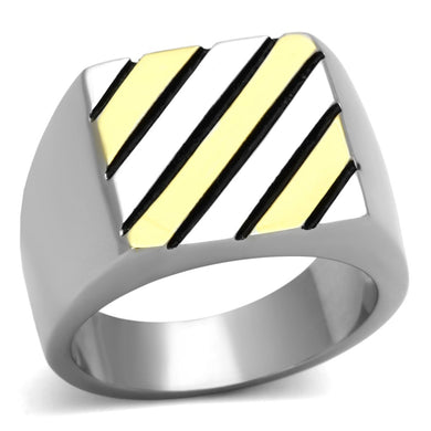 TK952 - Two-Tone IP Gold (Ion Plating) Stainless Steel Ring with No Stone