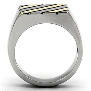 TK952 - Two-Tone IP Gold (Ion Plating) Stainless Steel Ring with No Stone