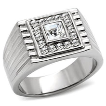 Load image into Gallery viewer, TK95312 - High polished (no plating) Stainless Steel Ring with Top Grade Crystal  in Clear