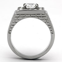 Load image into Gallery viewer, TK955 - High polished (no plating) Stainless Steel Ring with AAA Grade CZ  in Clear