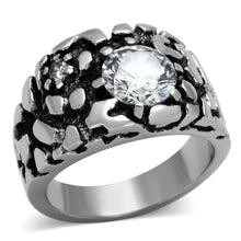 Load image into Gallery viewer, TK958 - High polished (no plating) Stainless Steel Ring with AAA Grade CZ  in Clear