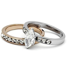 Load image into Gallery viewer, TK965 - Two-Tone IP Rose Gold Stainless Steel Ring with AAA Grade CZ  in Clear