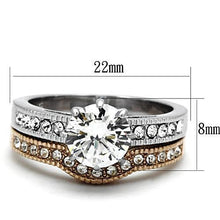 Load image into Gallery viewer, TK966 - Two-Tone IP Rose Gold Stainless Steel Ring with AAA Grade CZ  in Clear