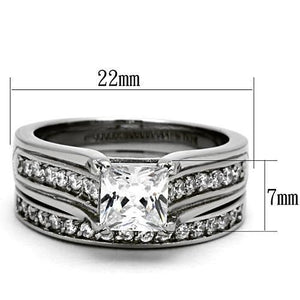 TK969 - High polished (no plating) Stainless Steel Ring with AAA Grade CZ  in Clear