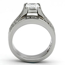 Load image into Gallery viewer, TK969 - High polished (no plating) Stainless Steel Ring with AAA Grade CZ  in Clear