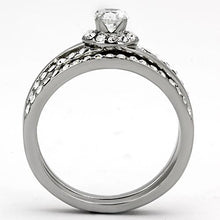Load image into Gallery viewer, TK971 - High polished (no plating) Stainless Steel Ring with AAA Grade CZ  in Clear